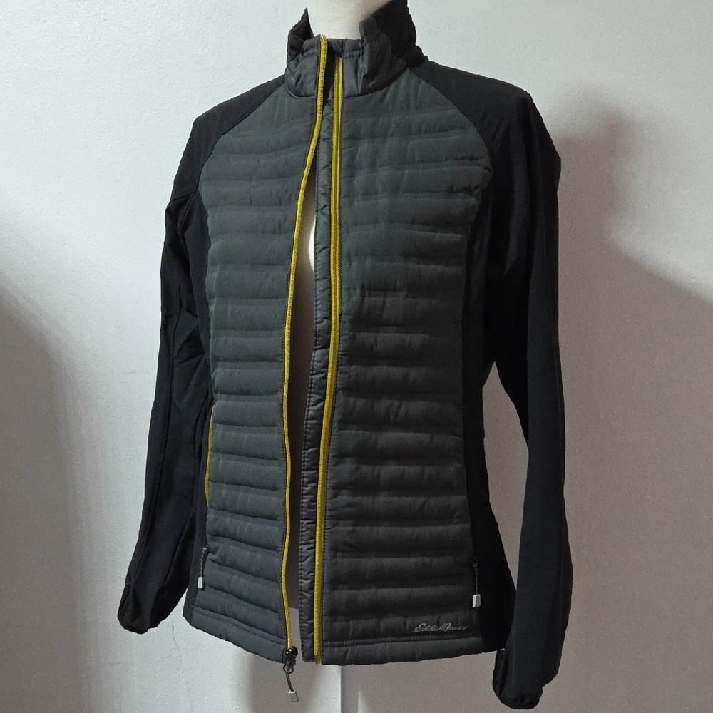 Eddie Bauer Black and Gray Jacket with Yellow Accents SZ LARGE